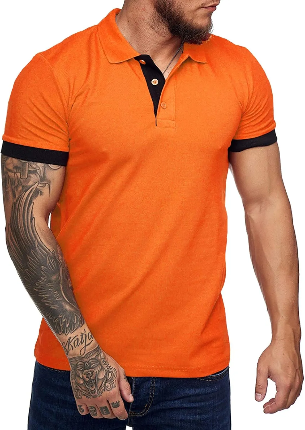 Men's Short Sleeve Casual Slim Fit Polo Shirts Basic Designed Classic Cut Cotton Shirts