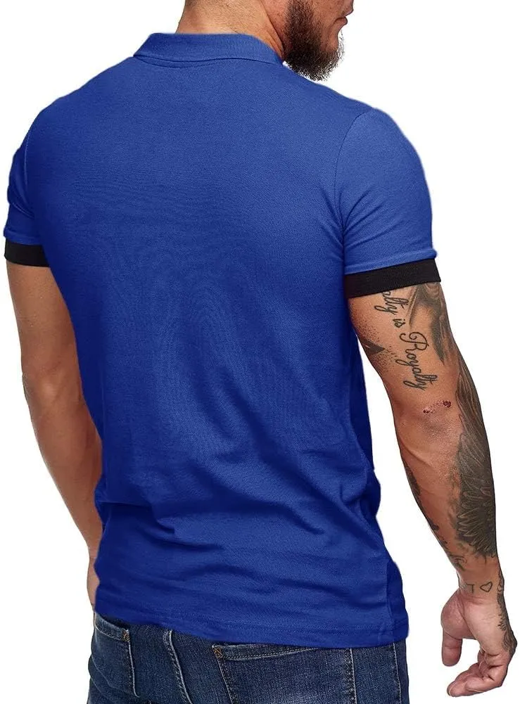 Men's Short Sleeve Casual Slim Fit Polo Shirts Basic Designed Classic Cut Cotton Shirts