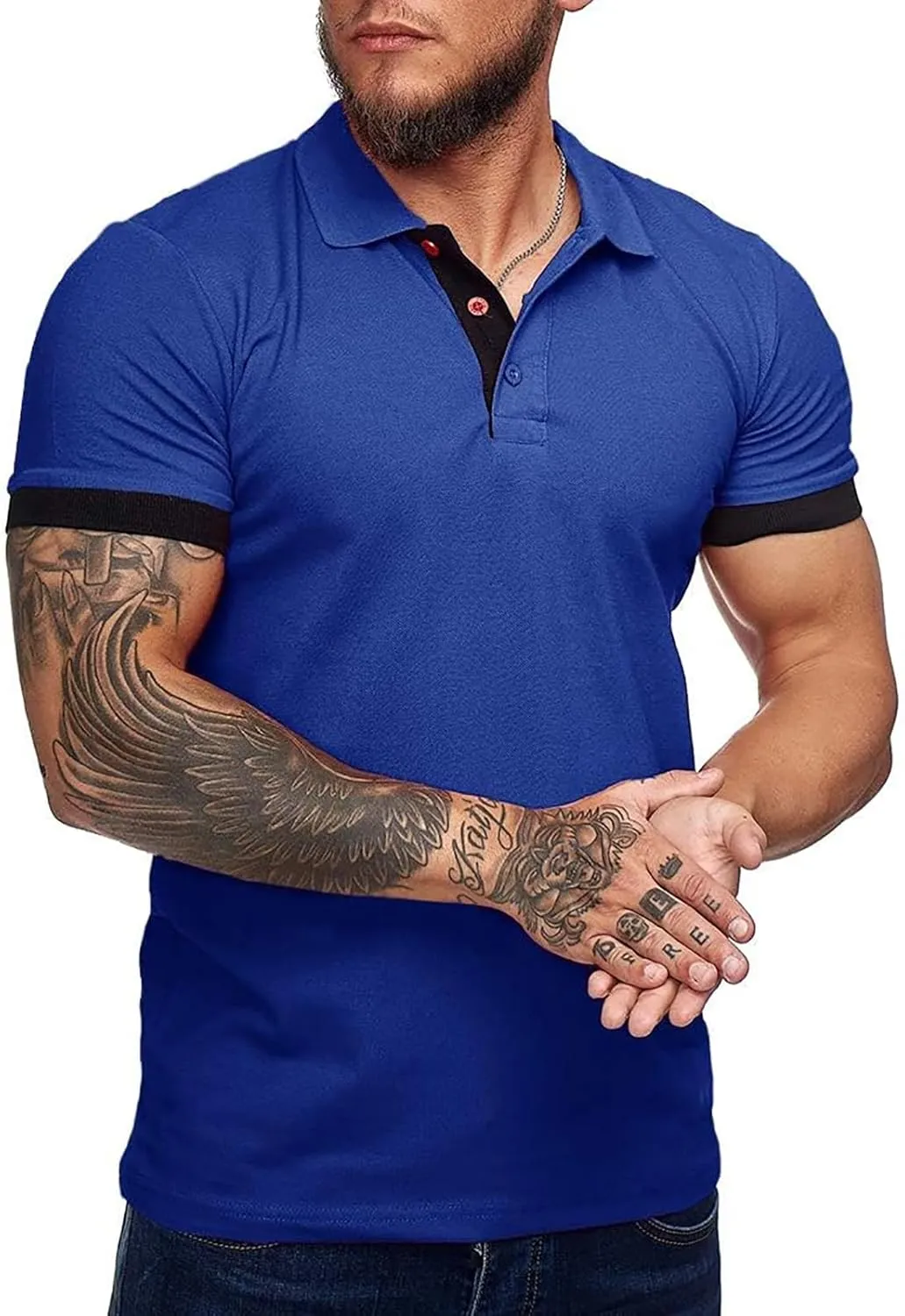 Men's Short Sleeve Casual Slim Fit Polo Shirts Basic Designed Classic Cut Cotton Shirts