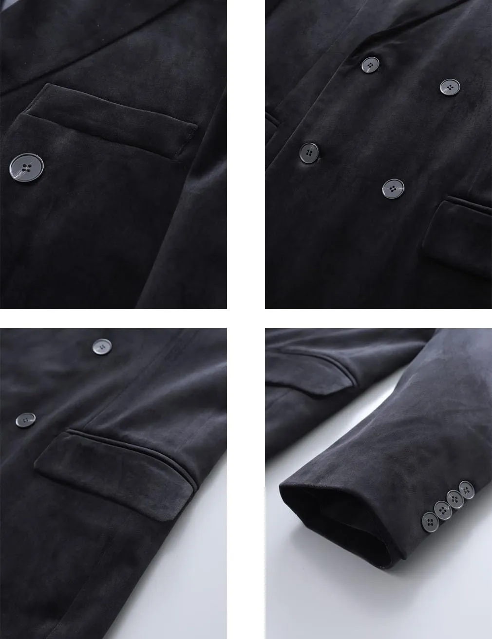 Men's Velvet Blazer Double Breasted Jacket Spring Fall Business Formal Wedding Party