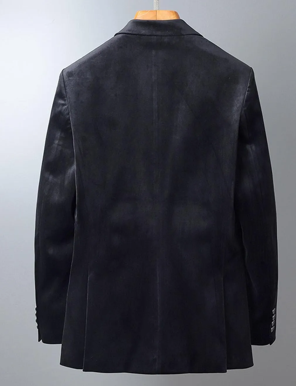 Men's Velvet Blazer Double Breasted Jacket Spring Fall Business Formal Wedding Party