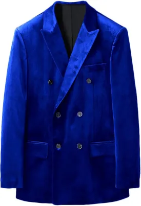 Men's Velvet Blazer Double Breasted Jacket Spring Fall Business Formal Wedding Party