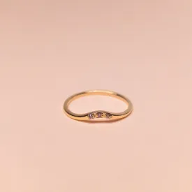 Mini Curve Diamond Ring, Solid 14k Gold