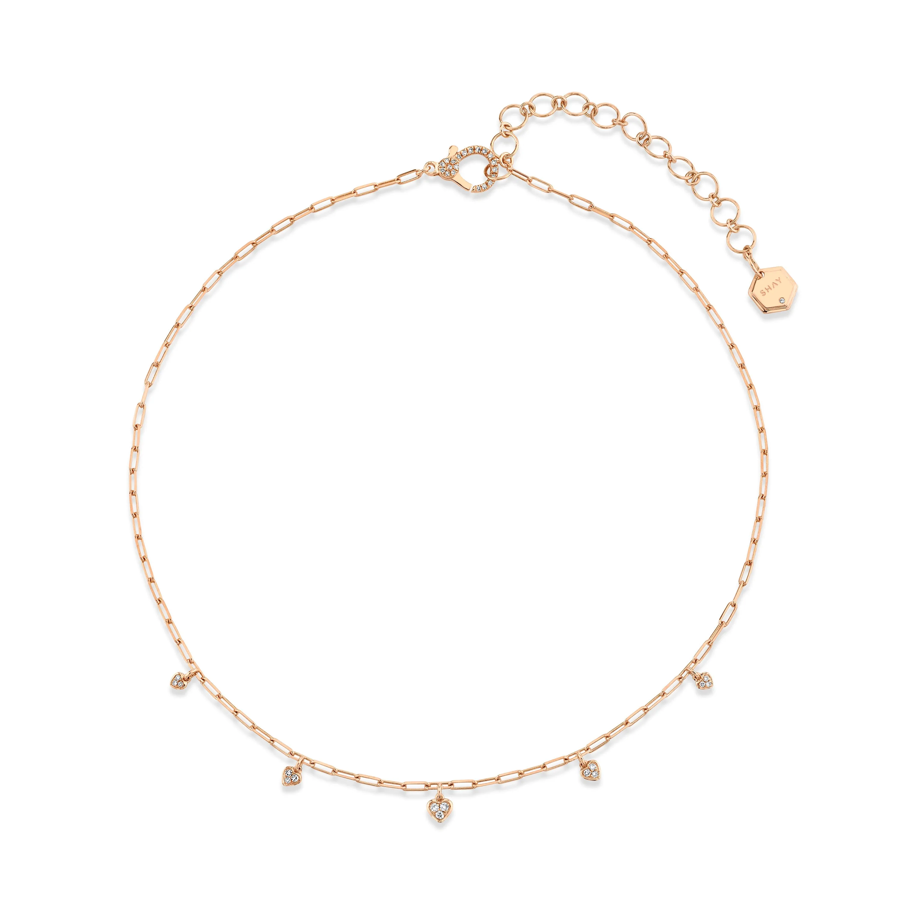 MINI ME DIAMOND PAVE DANGLE DROP HEART NECKLACE