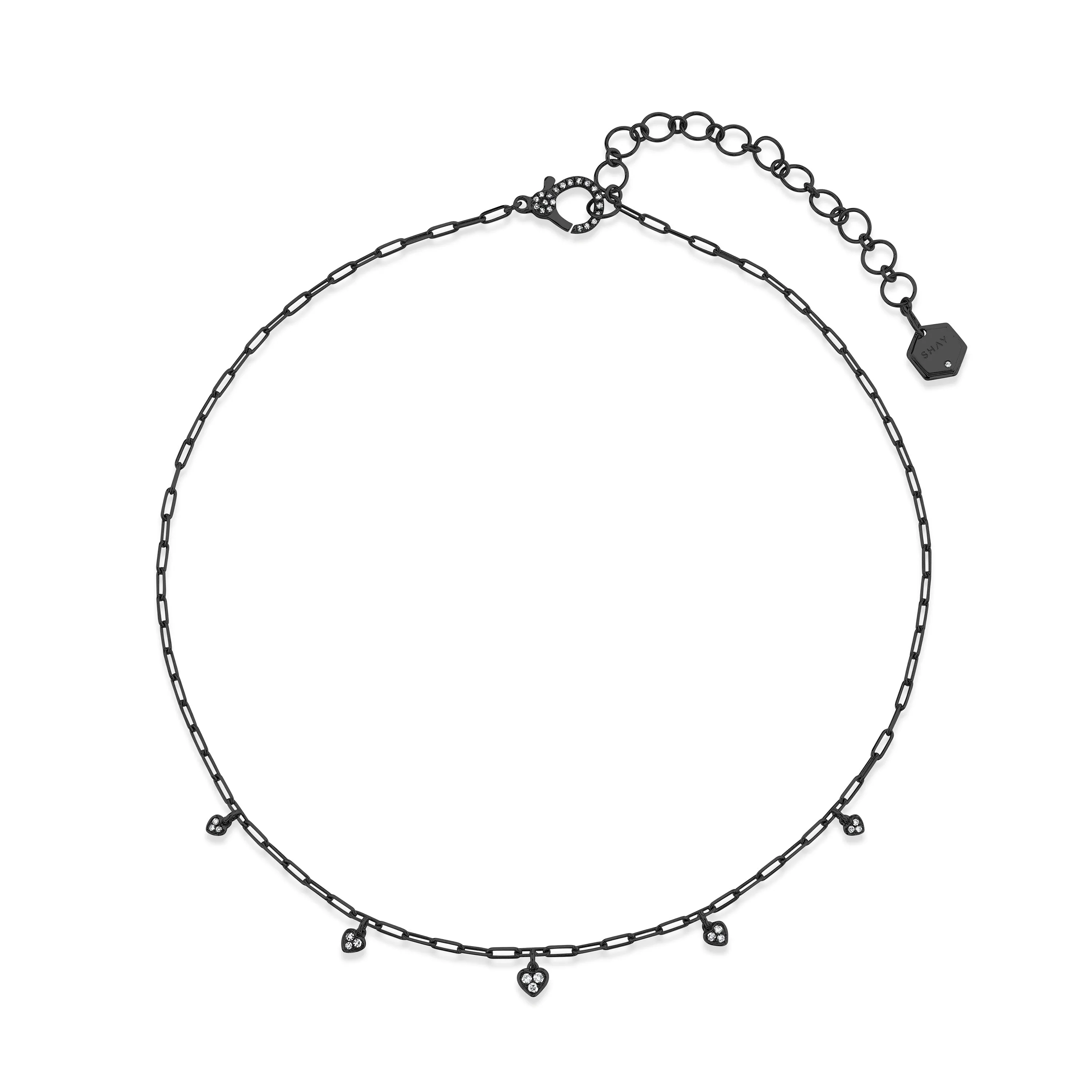 MINI ME DIAMOND PAVE DANGLE DROP HEART NECKLACE