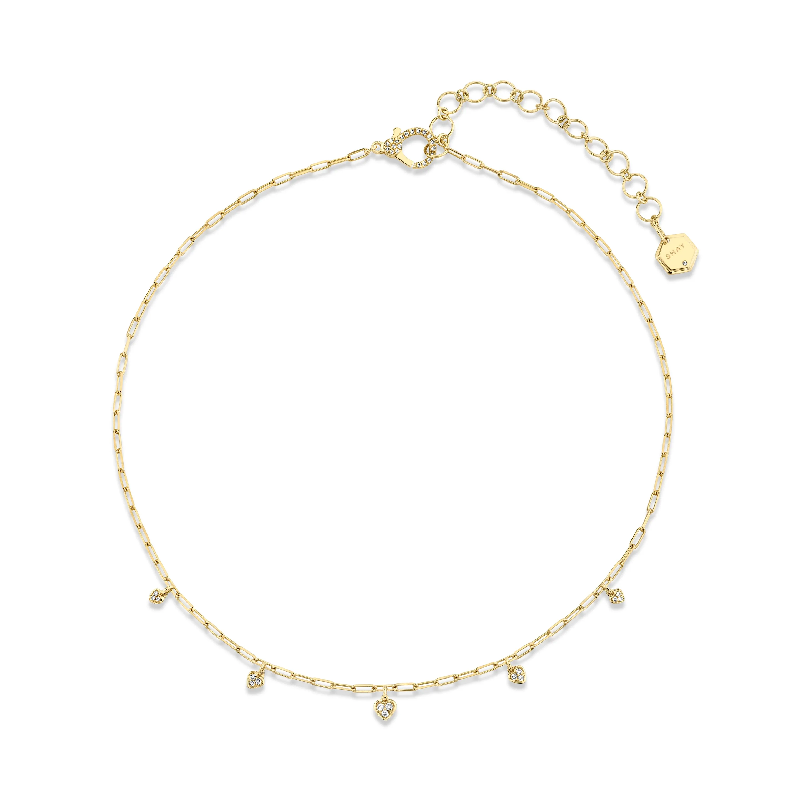 MINI ME DIAMOND PAVE DANGLE DROP HEART NECKLACE