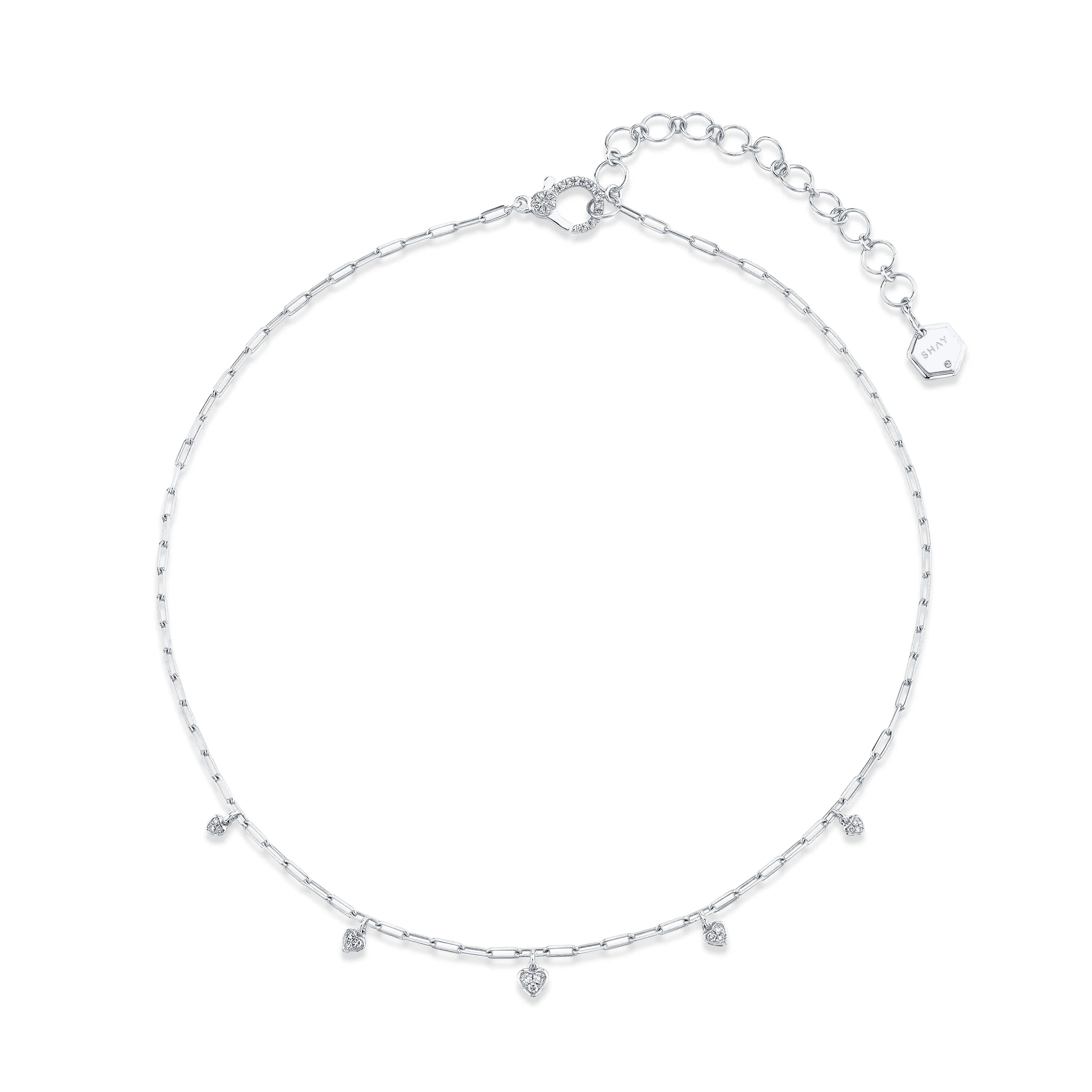 MINI ME DIAMOND PAVE DANGLE DROP HEART NECKLACE
