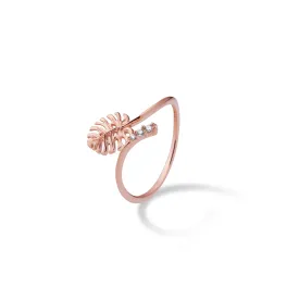 Monstera Ring in Rose Gold with Diamonds - 9mm