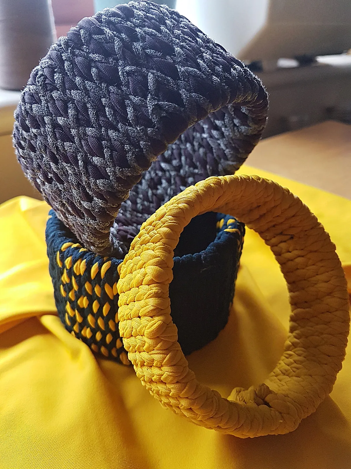 Mustard Yellow Braided Chunky Bangle
