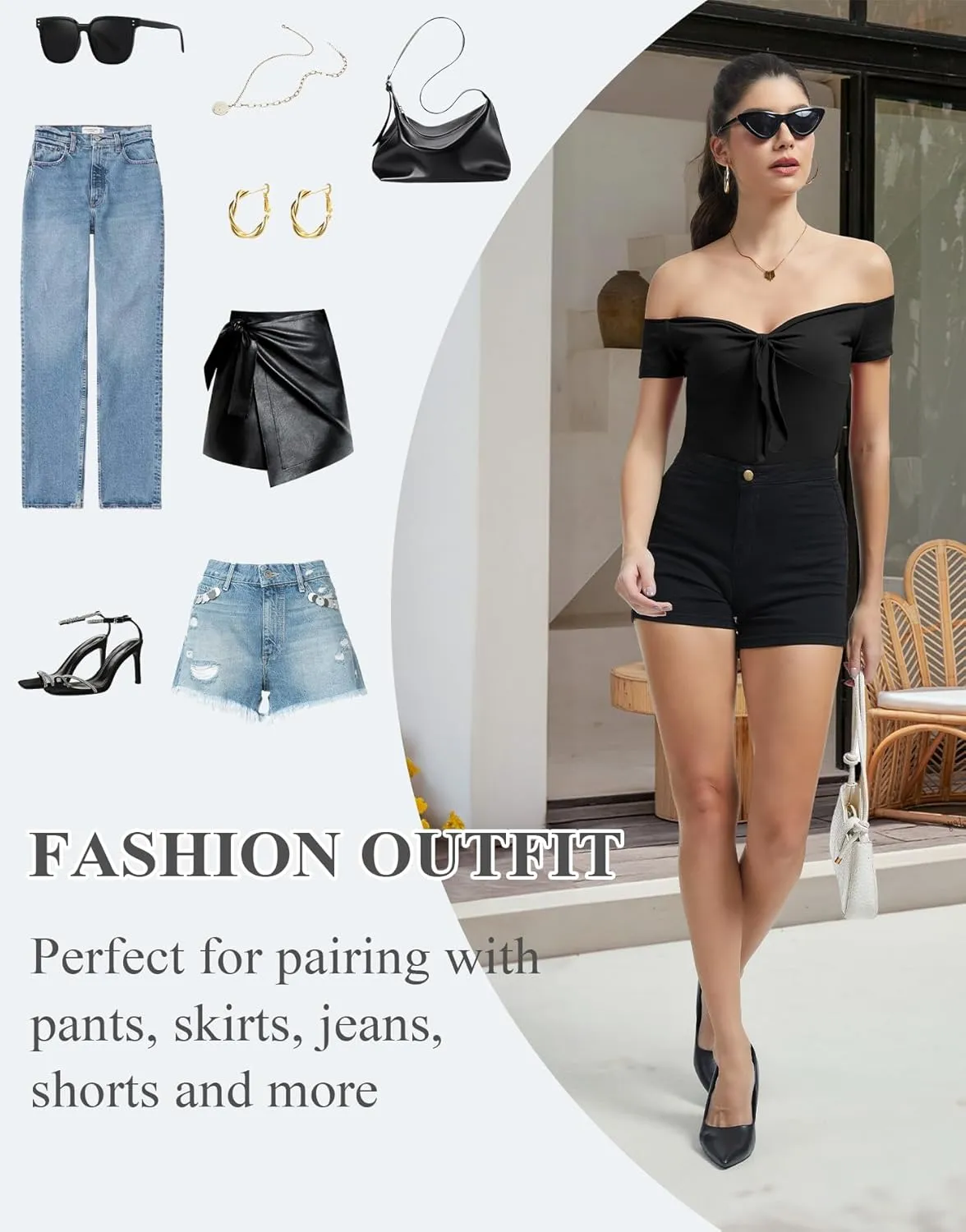 Off The Shoulder Twist Front Tops for Women Strapless Ruched Tops Cap Sleeve Twist Knot Front Slim Fit Sexy Tops