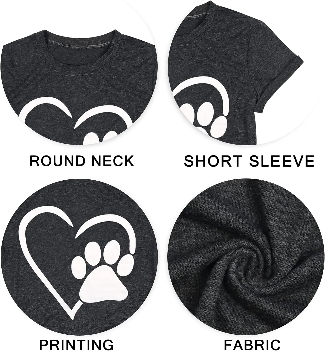 Paw Love Shirt Dog Lover Shirts for Women Paw Print Heart Tee Shirt Cute Dog Mom Short Sleeve Tee Tops