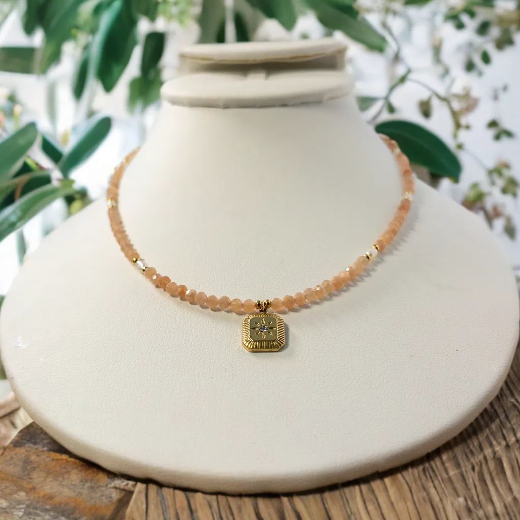 Peach Moonstone Handcrafted Necklace