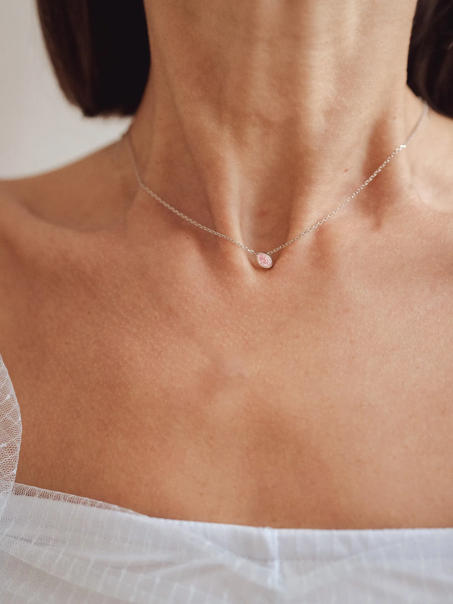 Pink Tourmaline Birthstone Sterling Silver Necklace