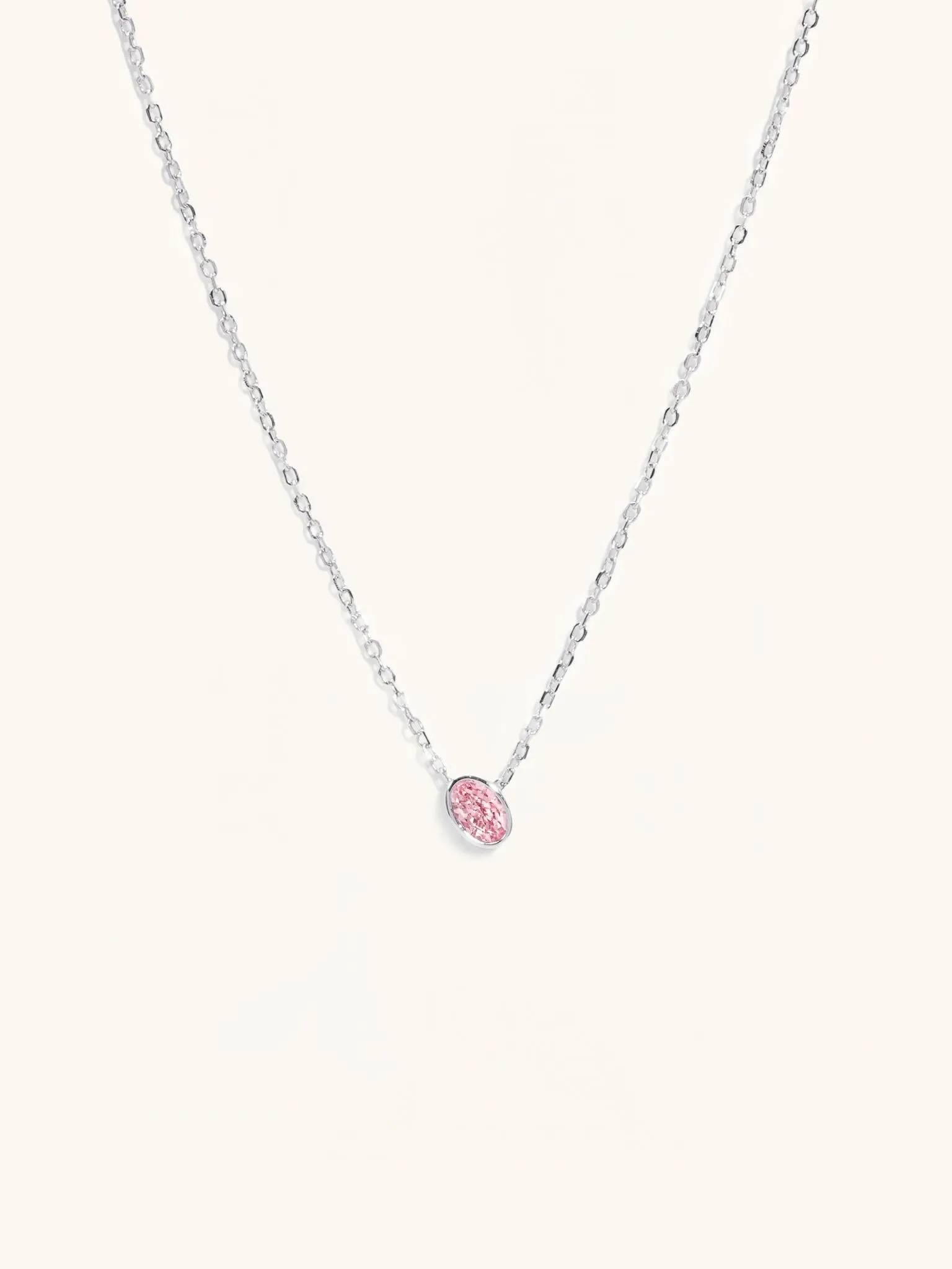 Pink Tourmaline Birthstone Sterling Silver Necklace