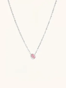 Pink Tourmaline Birthstone Sterling Silver Necklace