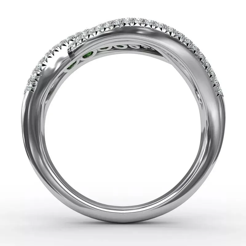 "Intertwining Love" Emerald and Diamond Ring