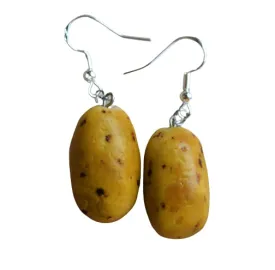 Realistic Potato Dangle Earrings Polymer Clay Mini Food Jewelry