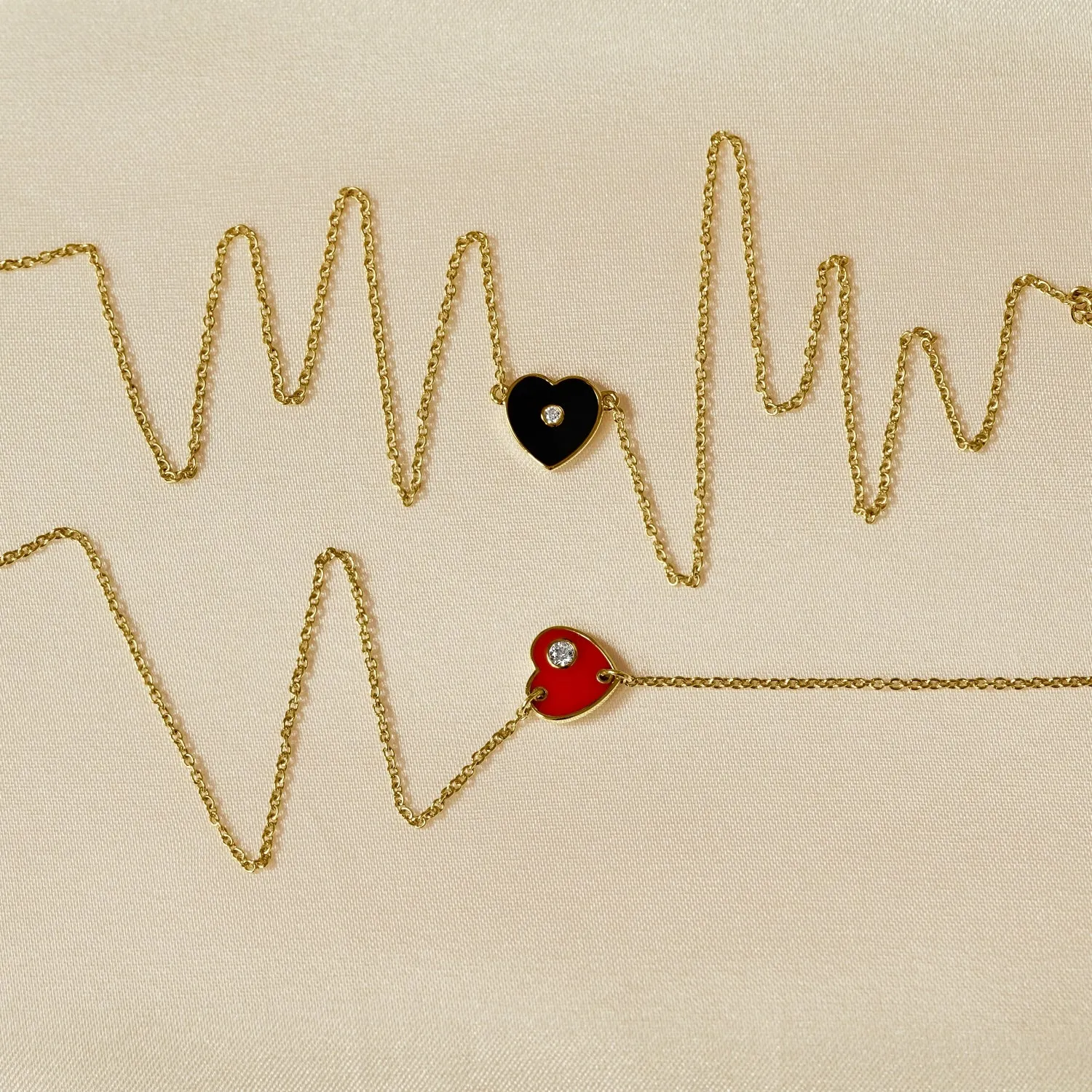Red Enamel Heart Pendant Necklace