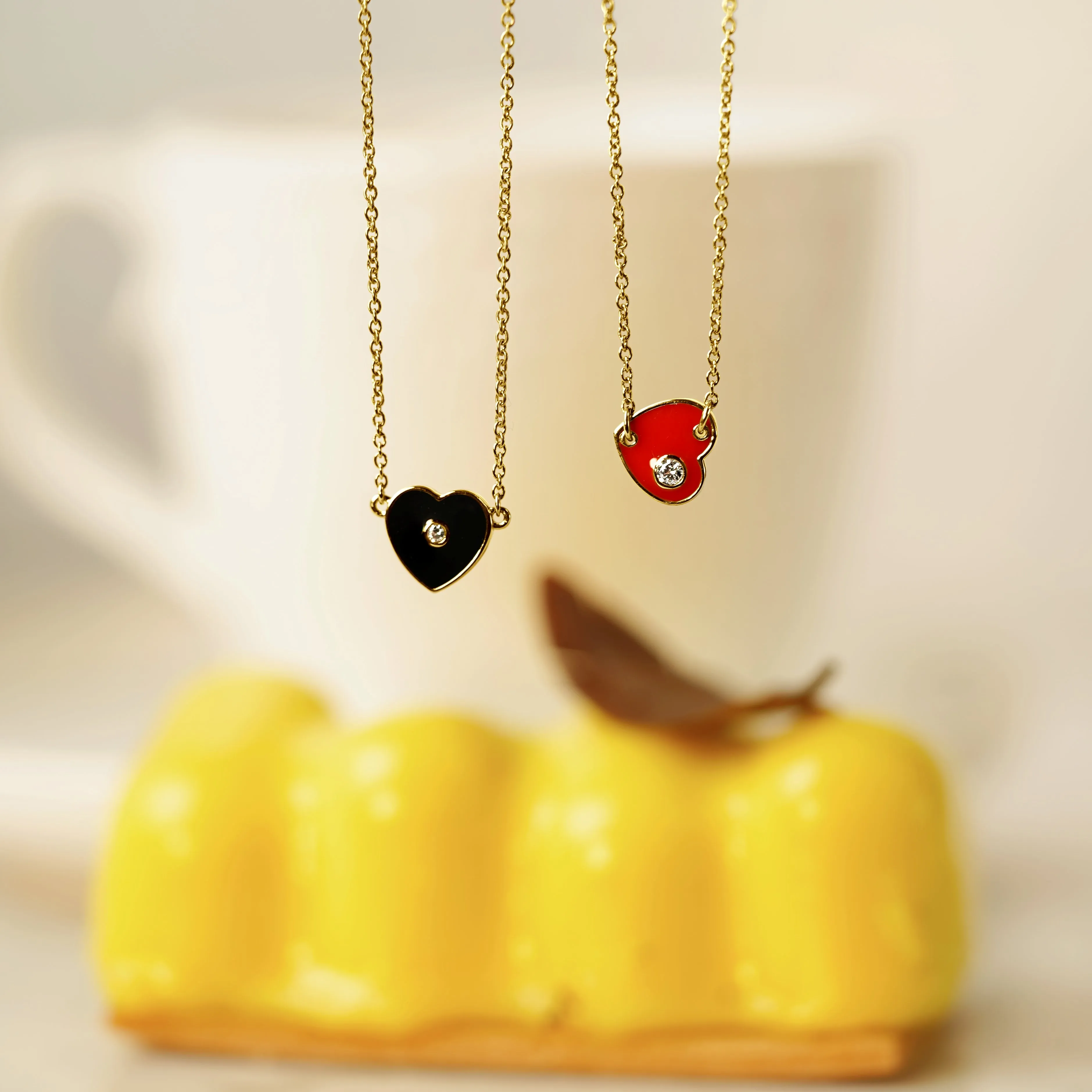 Red Enamel Heart Pendant Necklace