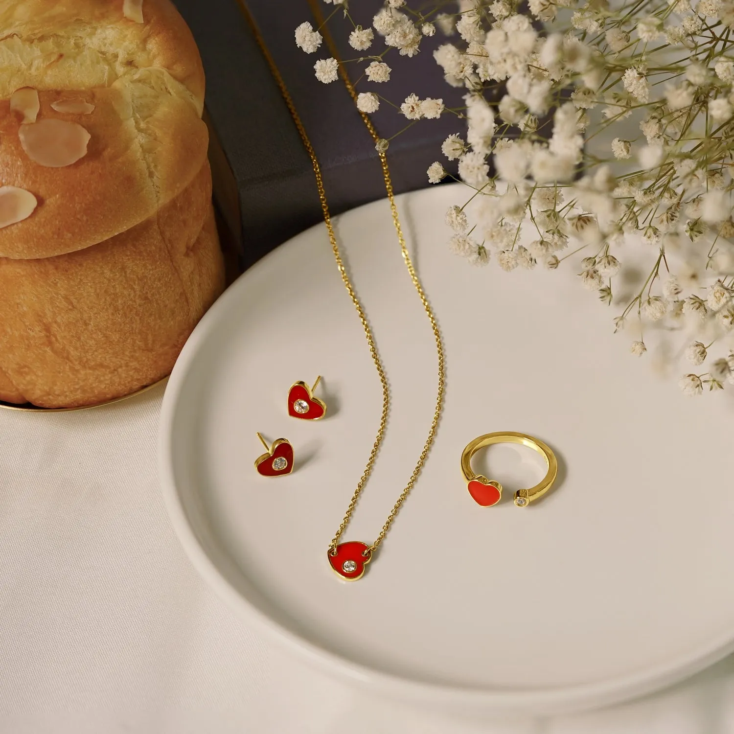 Red Enamel Heart Pendant Necklace