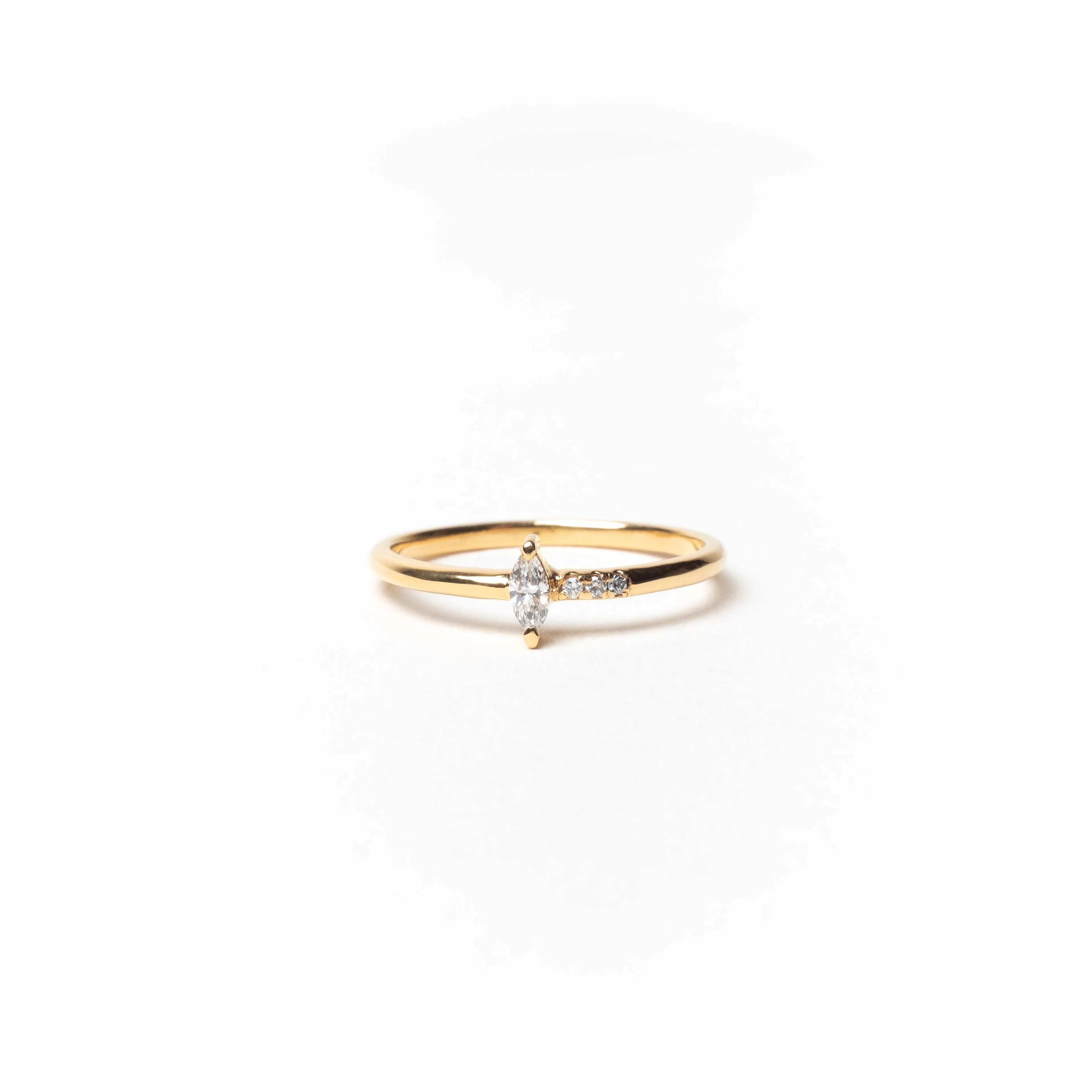 Ring with Marquise and Round Diamonds, Solid 14k Gold | LIMITED
