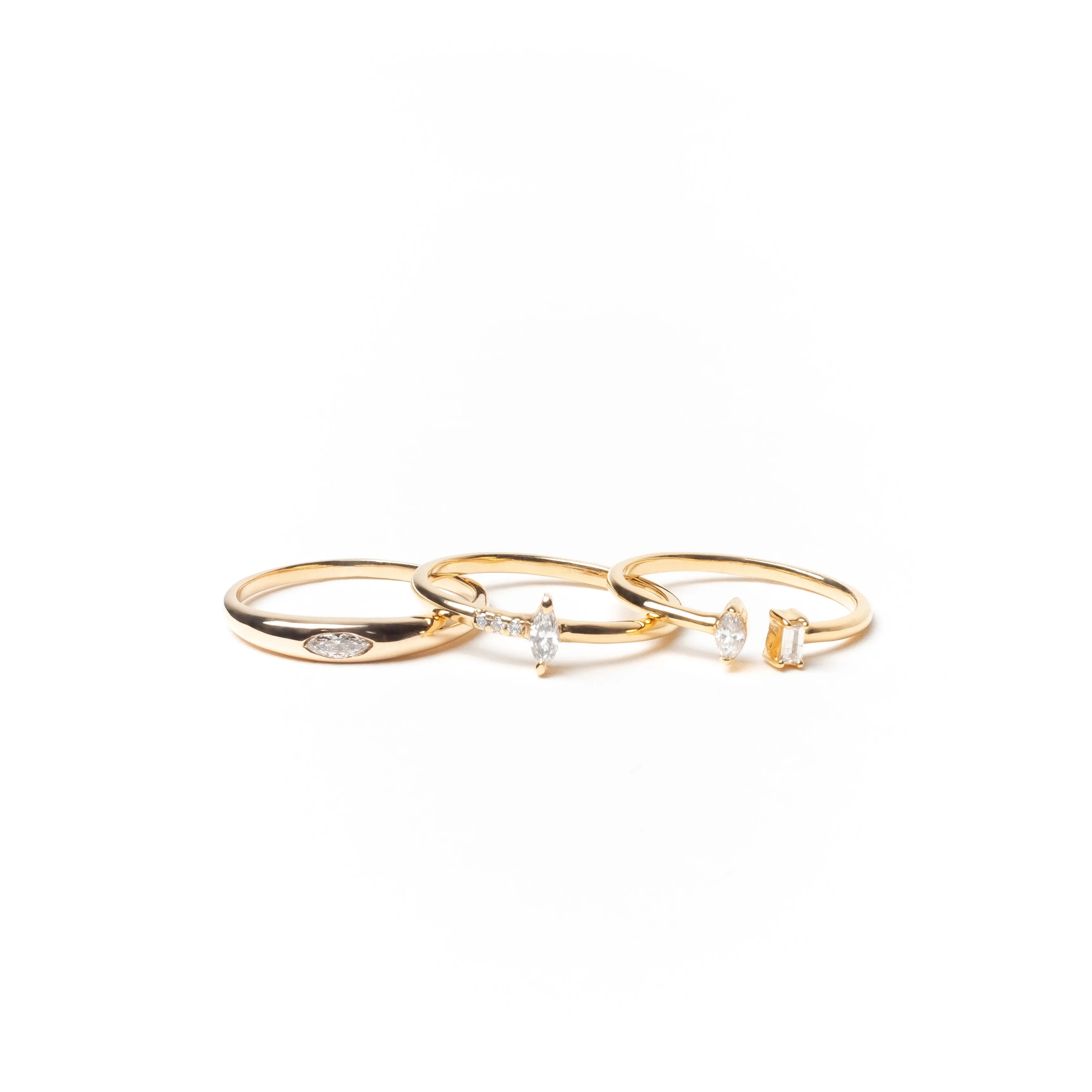 Ring with Marquise and Round Diamonds, Solid 14k Gold | LIMITED