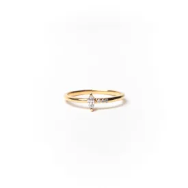Ring with Marquise and Round Diamonds, Solid 14k Gold | LIMITED