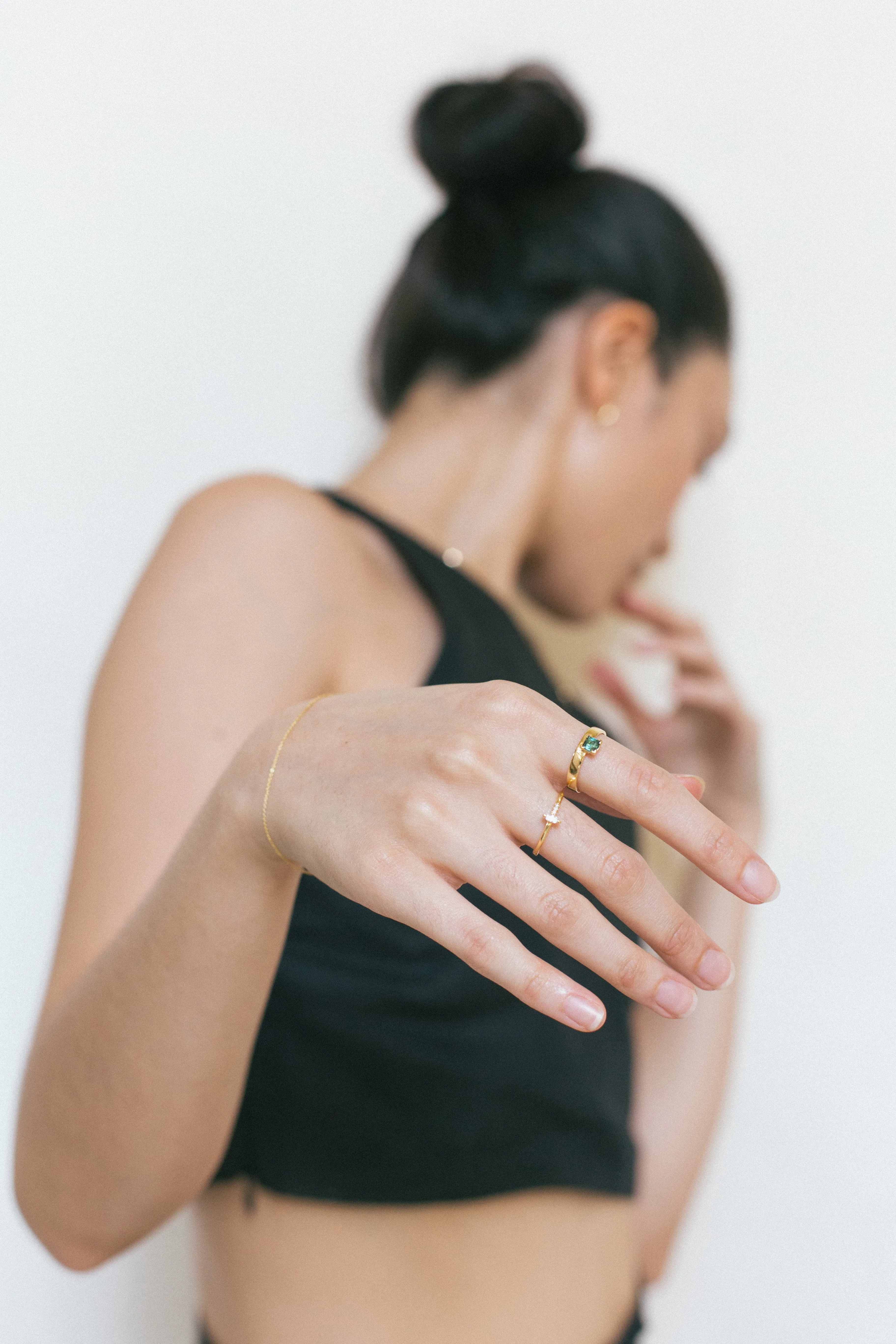 Ring with Marquise and Round Diamonds, Solid 14k Gold | LIMITED