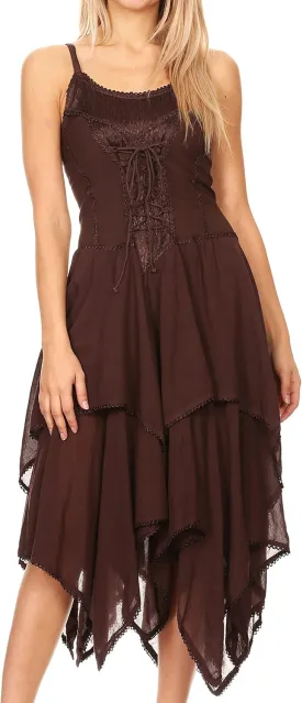 Sakkas Lady Mary Jacquard Corset Style Bodice Lightweight Handkerchief Hem Dress