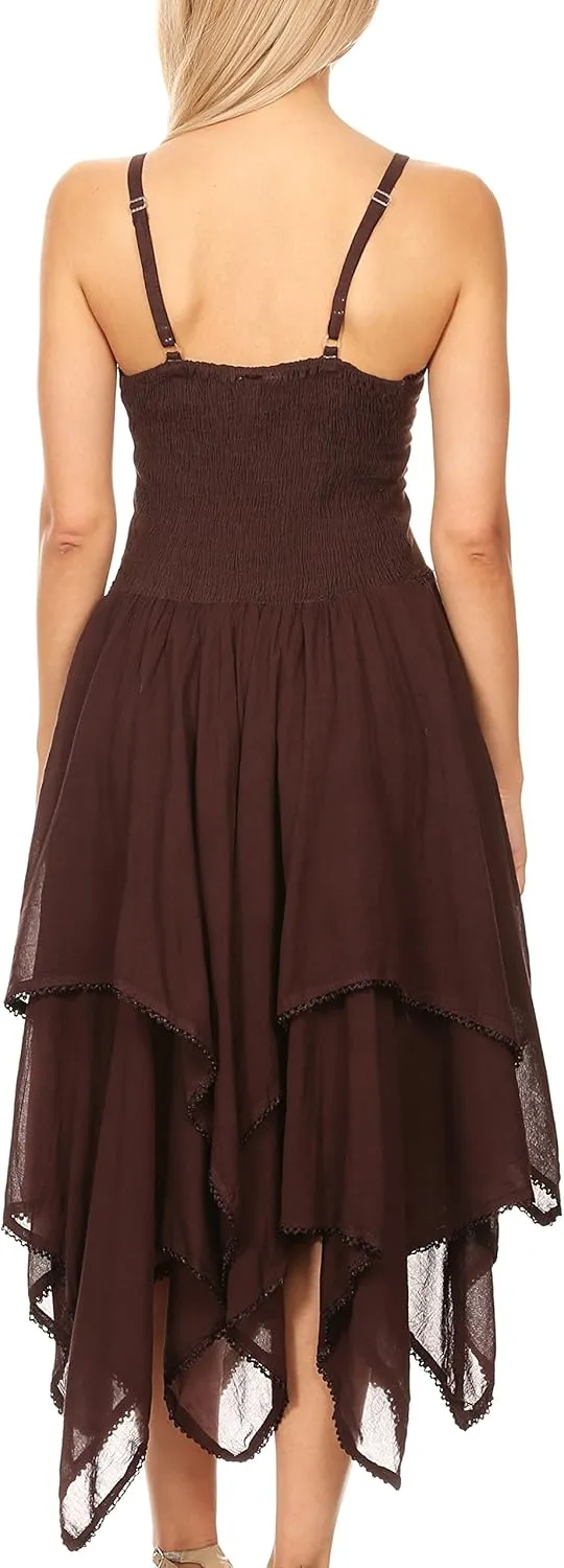 Sakkas Lady Mary Jacquard Corset Style Bodice Lightweight Handkerchief Hem Dress