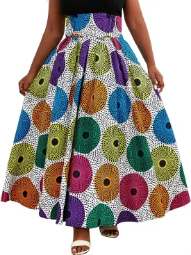 SHENBOLEN Women African Print Maxi Skirt Ankara High Waist Skirt Ethnic Long Skirt