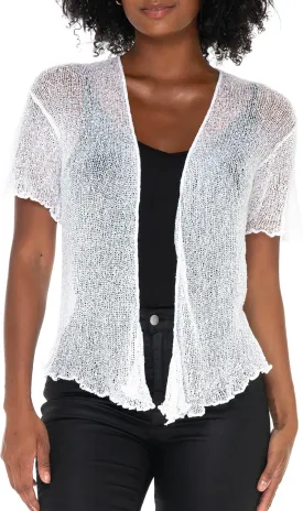 SHU-SHI Short Sleeve Cardigan Sheer Dress Shrug Tie Front Summer Sweater Lightweight Knit