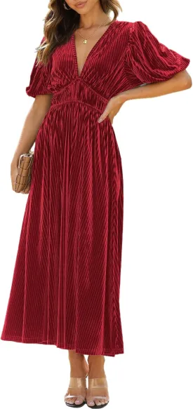 Sissyaki Women's Velvet Dress Formal Dresses for Wedding Guest 2024 Fall Winter Dress