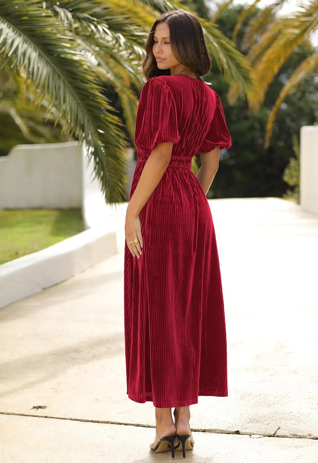 Sissyaki Women's Velvet Dress Formal Dresses for Wedding Guest 2024 Fall Winter Dress