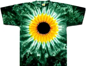 Sunflower Tie Dye T-Shirt, Handmade Boho Shirt for Women & Men; 100% Cotton, Retro Hippie Style; Unisex Tee
