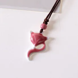Sweet ceramic small jewelry fox necklace small fresh adult student lady adjustable
