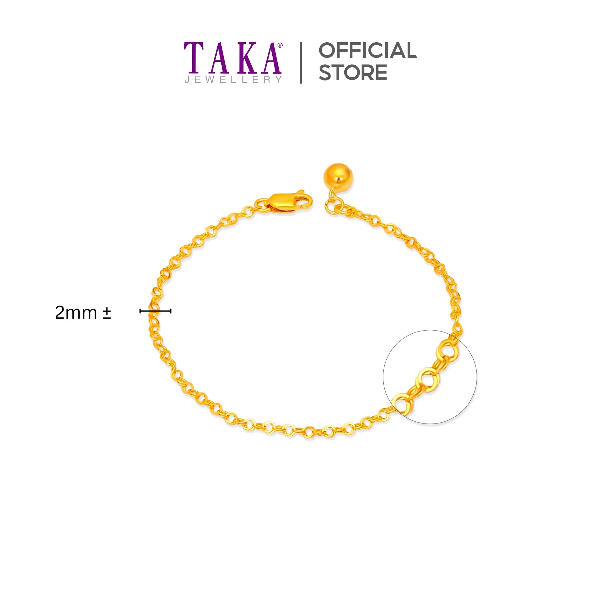 TAKA Jewellery 916 Gold Bracelet with Bell