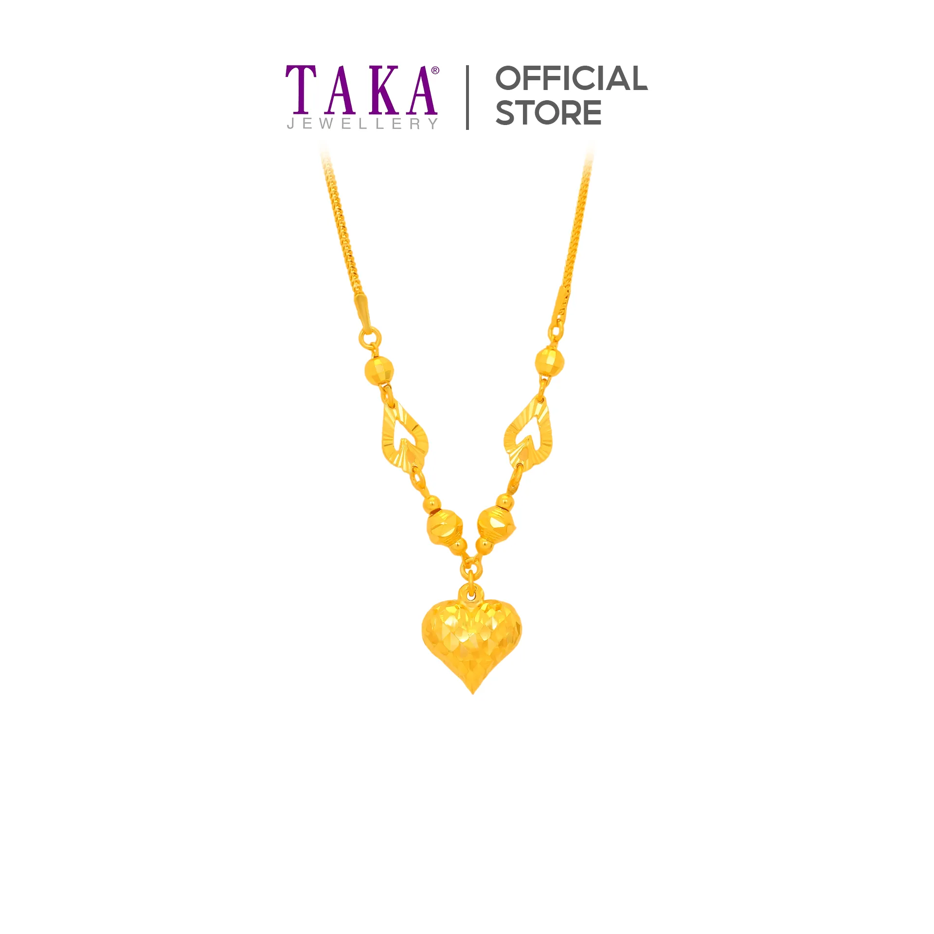 TAKA Jewellery 916 Gold Necklace Heart-shaped