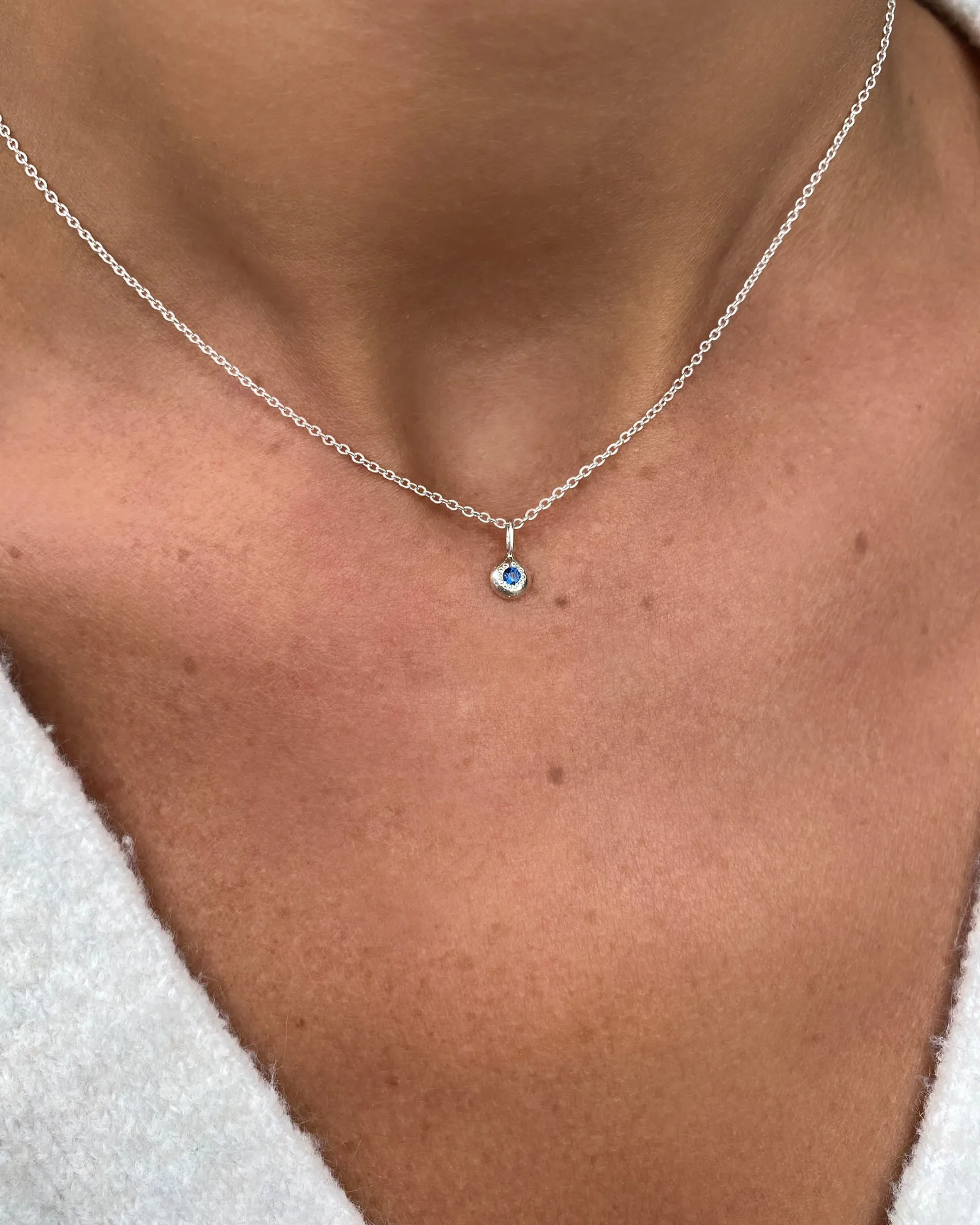 Tiny Birthstone Pendant | Silver