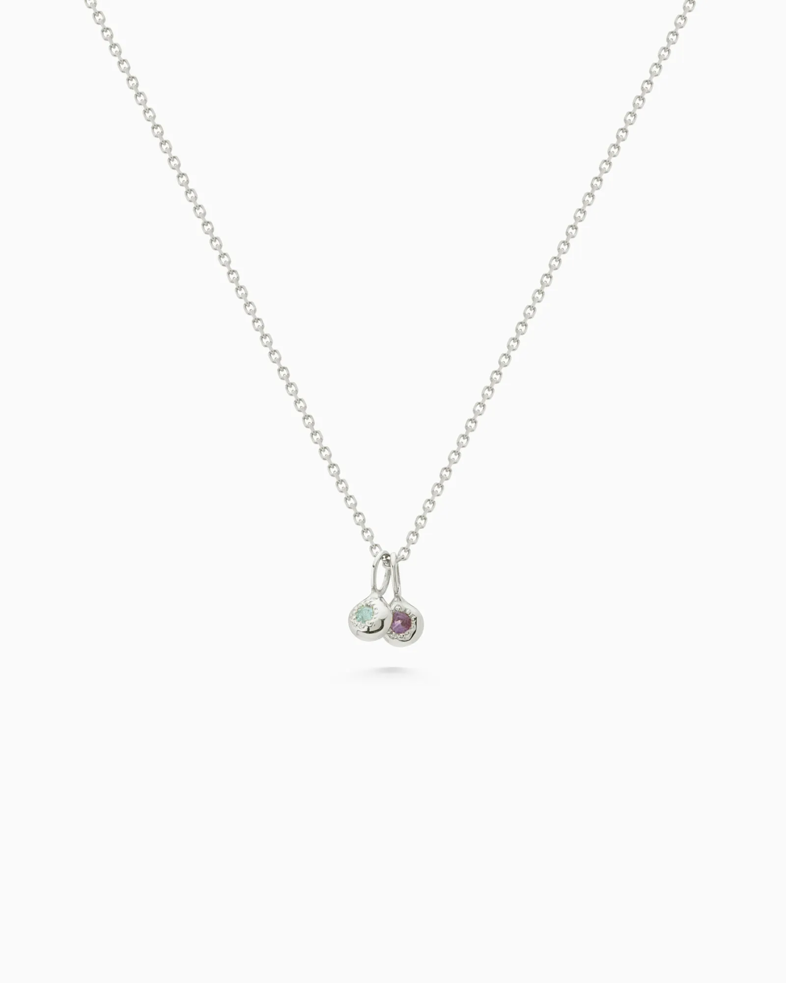 Tiny Birthstone Pendant | Silver