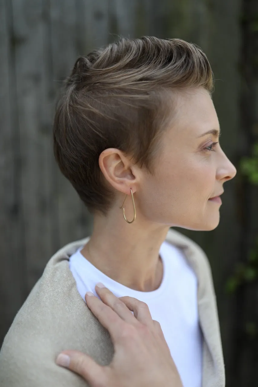 Vintage Gold Teardrop Hoop Earrings