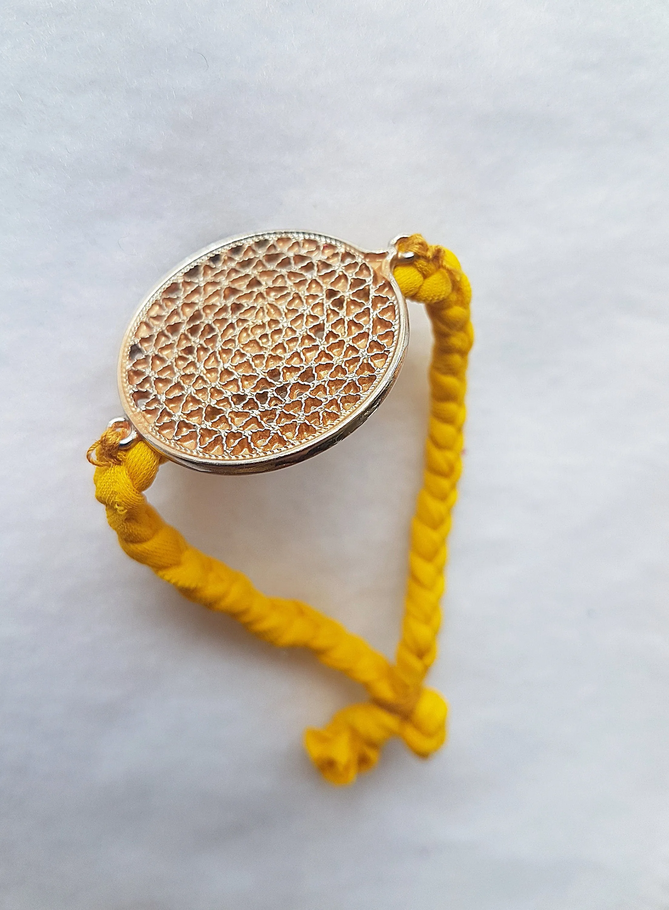Yellow Rose Gold Medallion Braided Bracelet