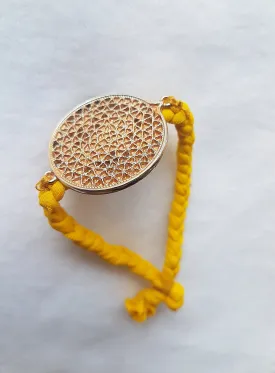 Yellow Rose Gold Medallion Braided Bracelet